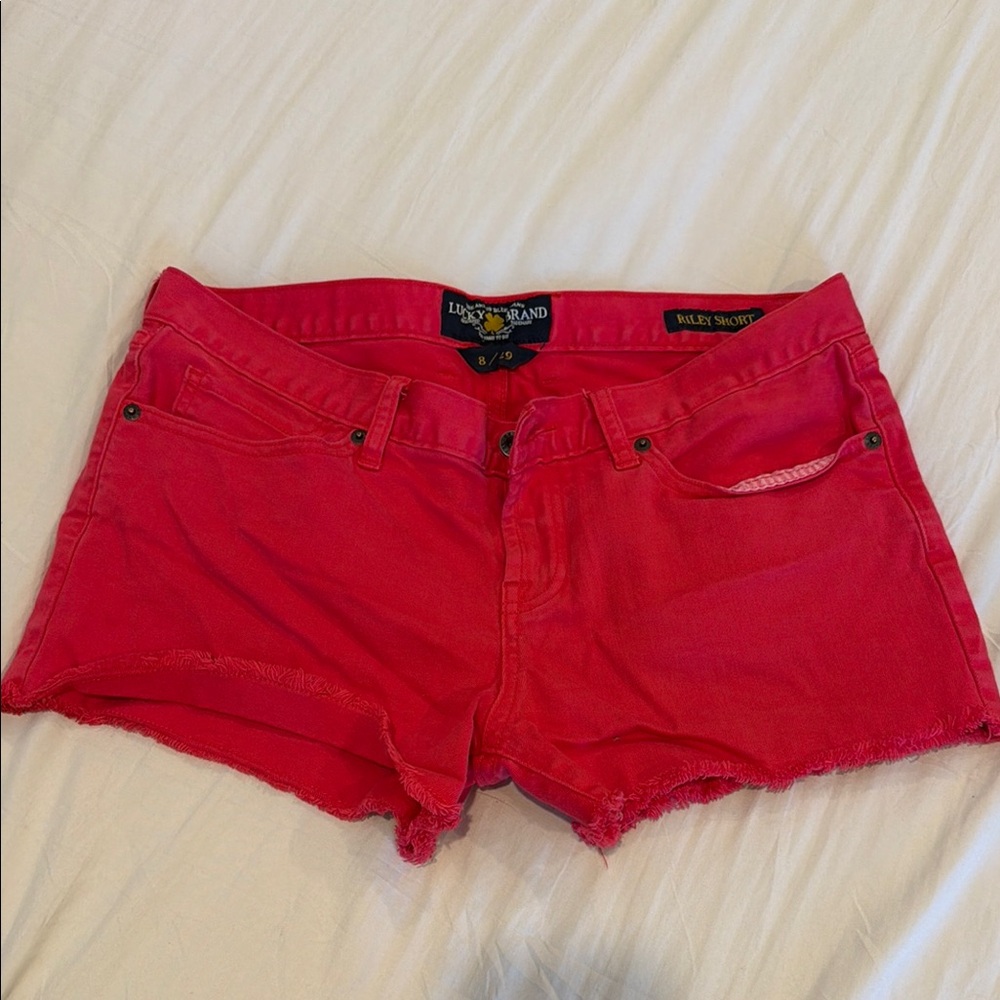 Red lucky brand Women's cutoff Denim Shorts side 8/29
